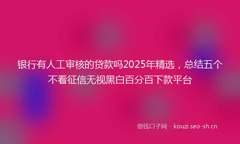 银行有人工审核的贷款吗2025年精选，总结五个不看征信无视黑白百分百下款平台