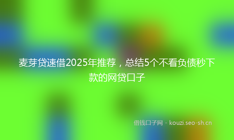 麦芽贷速借2025年推荐，总结5个不看负债秒下款的网贷口子