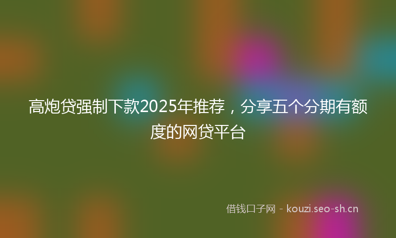 高炮贷强制下款2025年推荐，分享五个分期有额度的网贷平台