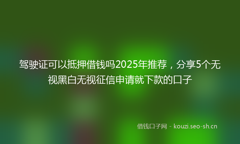 驾驶证可以抵押借钱吗2025年推荐，分享5个无视黑白无视征信申请就下款的口子