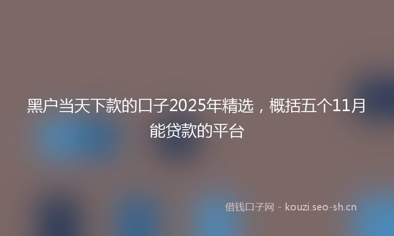 黑户当天下款的口子2025年精选，概括五个11月能贷款的平台