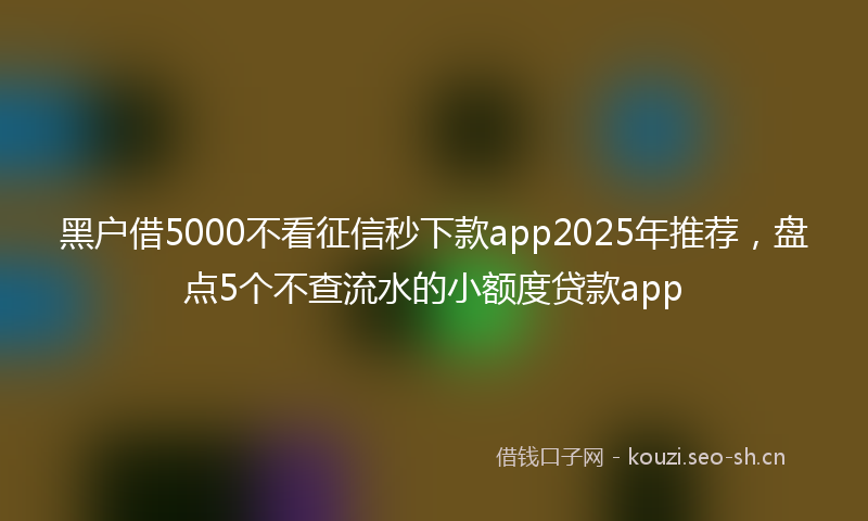 黑户借5000不看征信秒下款app2025年推荐，盘点5个不查流水的小额度贷款app
