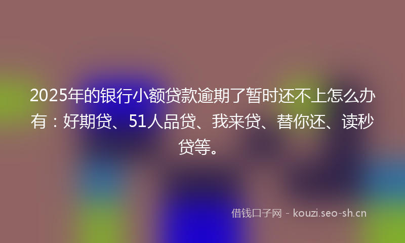 2025年的银行小额贷款逾期了暂时还不上怎么办有：好期贷、51人品贷、我来贷、替你还、读秒贷等。