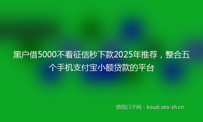 黑户借5000不看征信秒下款2025年推荐，整合五个手机支付宝小额贷款的平台