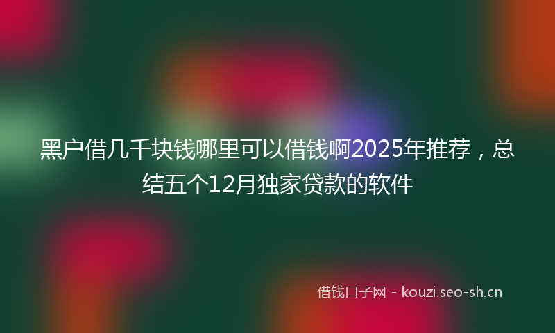 黑户借几千块钱哪里可以借钱啊2025年推荐，总结五个12月独家贷款的软件