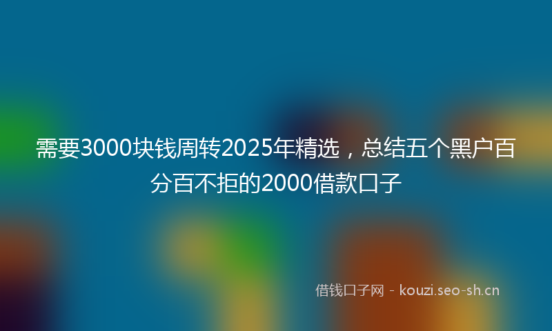 需要3000块钱周转2025年精选，总结五个黑户百分百不拒的2000借款口子