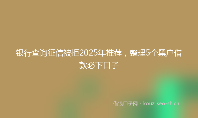 银行查询征信被拒2025年推荐，整理5个黑户借款必下口子