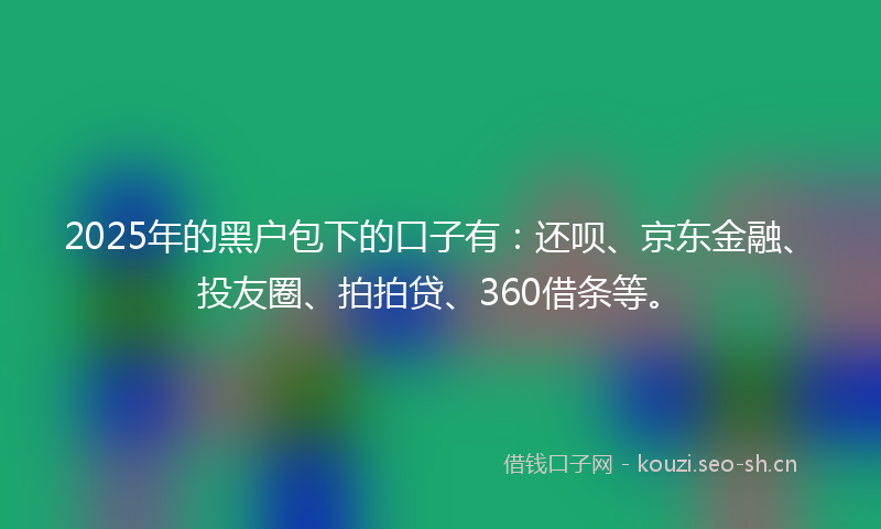 2025年的黑户包下的口子有：还呗、京东金融、投友圈、拍拍贷、360借条等。