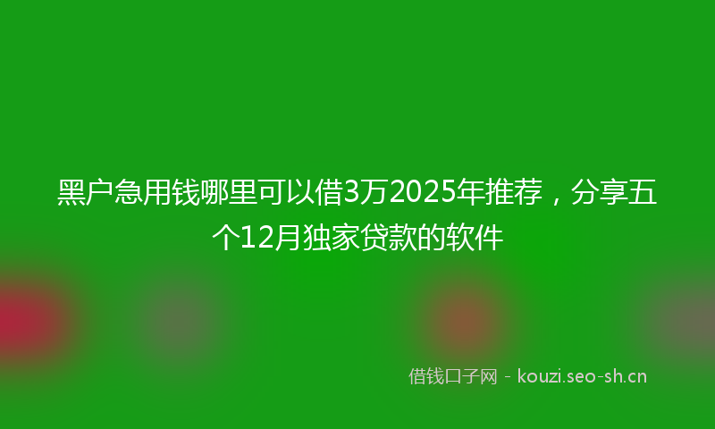 黑户急用钱哪里可以借3万2025年推荐,分享五个12月独家贷款的软件