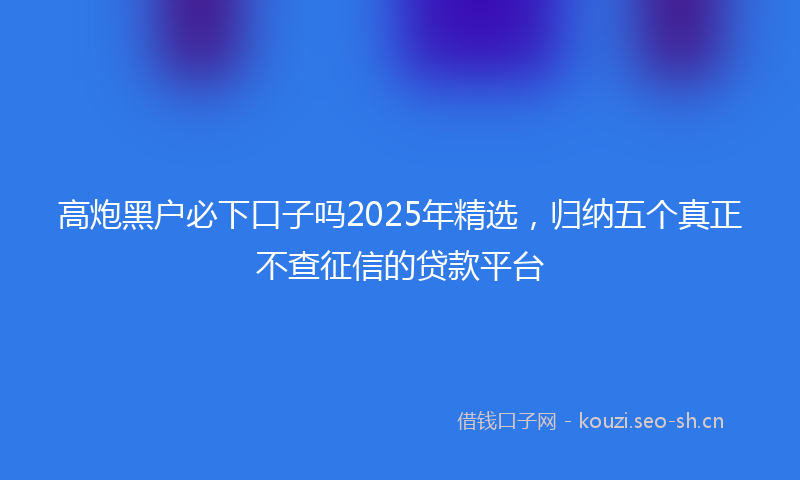 高炮黑户必下口子吗2025年精选，归纳五个真正不查征信的贷款平台