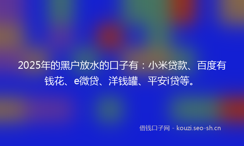2025年的黑户放水的口子有：小米贷款、百度有钱花、e微贷、洋钱罐、平安i贷等。