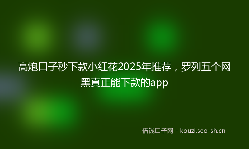 高炮口子秒下款小红花2025年推荐，罗列五个网黑真正能下款的app