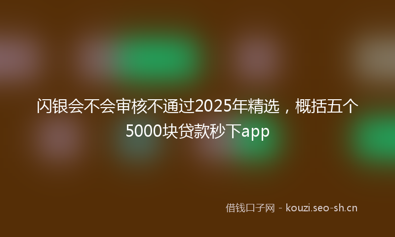 闪银会不会审核不通过2025年精选，概括五个5000块贷款秒下app