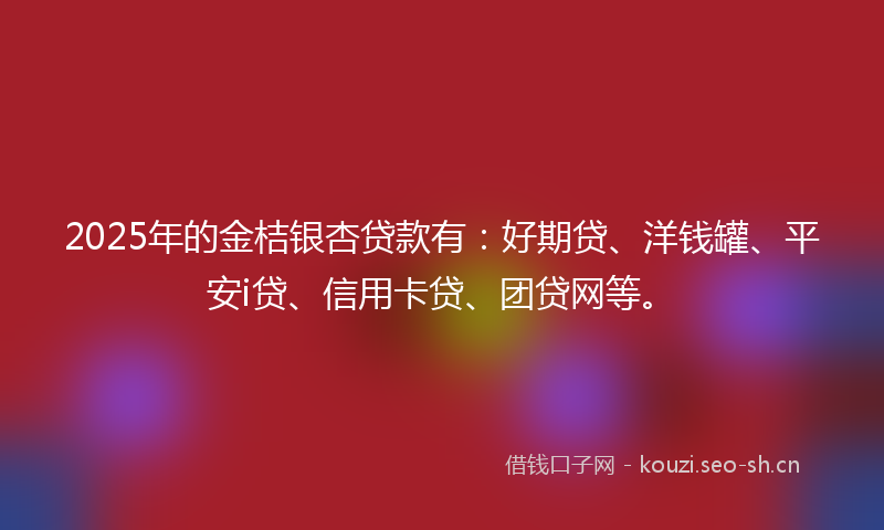2025年的金桔银杏贷款有：好期贷、洋钱罐、平安i贷、信用卡贷、团贷网等。