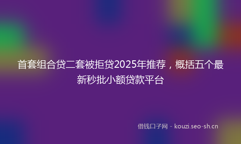 首套组合贷二套被拒贷2025年推荐，概括五个最新秒批小额贷款平台