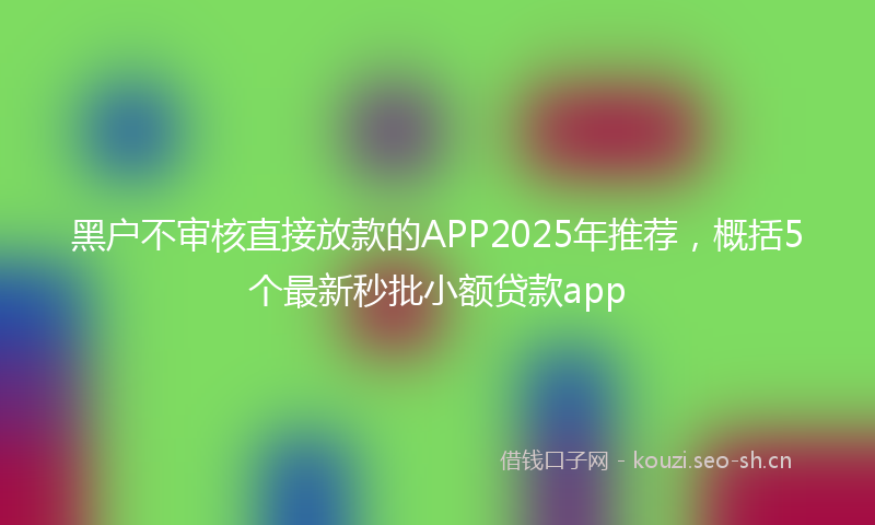 黑户不审核直接放款的APP2025年推荐，概括5个最新秒批小额贷款app