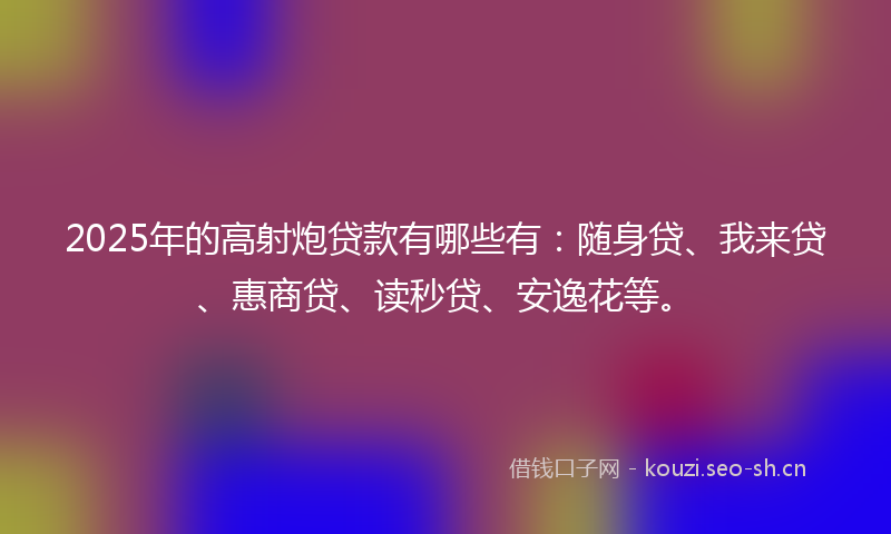 2025年的高射炮贷款有哪些有：随身贷、我来贷、惠商贷、读秒贷、安逸花等。