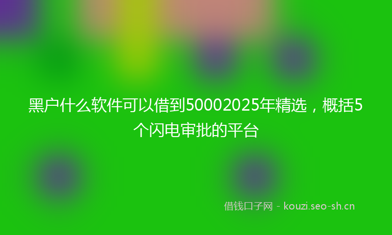 黑户什么软件可以借到50002025年精选，概括5个闪电审批的平台