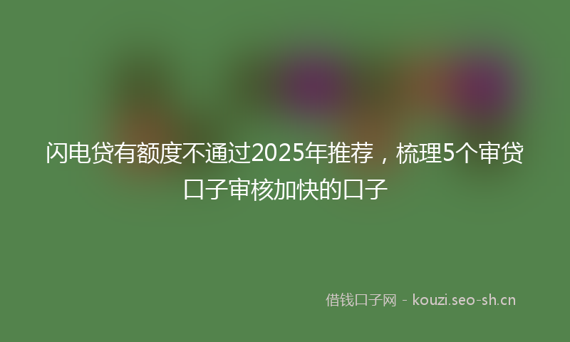 闪电贷有额度不通过2025年推荐，梳理5个审贷口子审核加快的口子