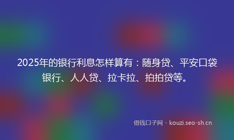 2025年的银行利息怎样算有：随身贷、平安口袋银行、人人贷、拉卡拉、拍拍贷等。