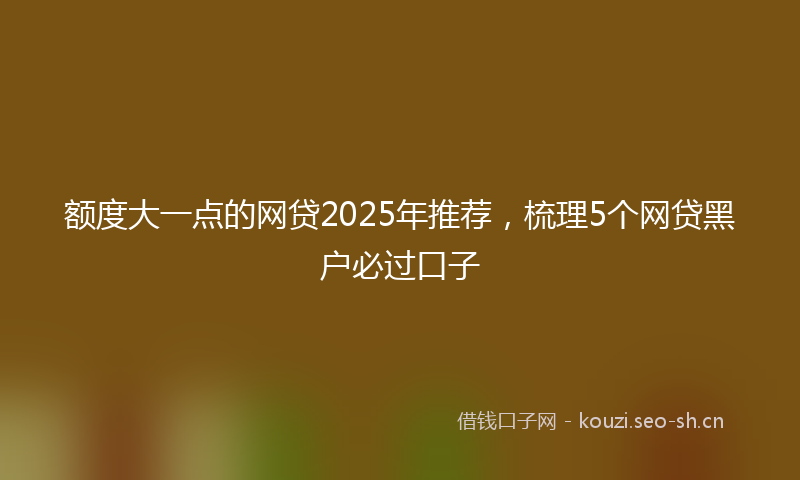 额度大一点的网贷2025年推荐，梳理5个网贷黑户必过口子