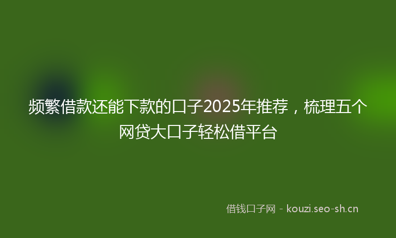 频繁借款还能下款的口子2025年推荐，梳理五个网贷大口子轻松借平台
