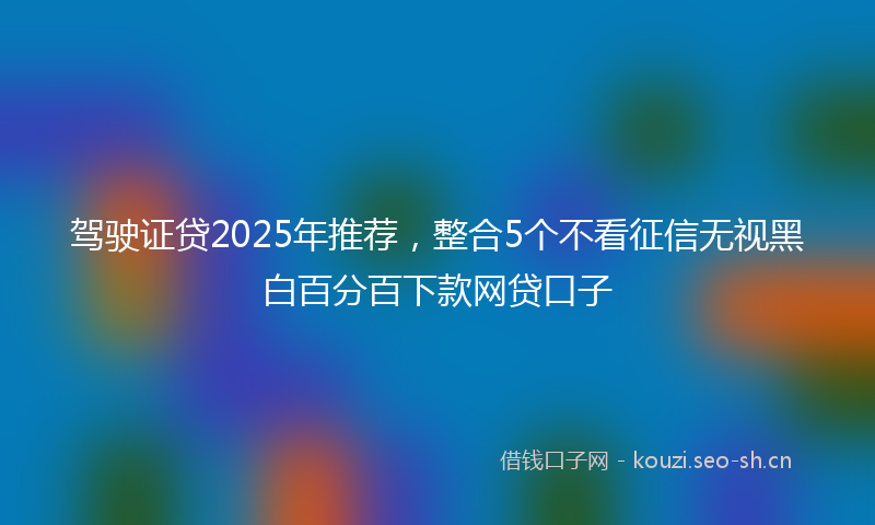 驾驶证贷2025年推荐，整合5个不看征信无视黑白百分百下款网贷口子