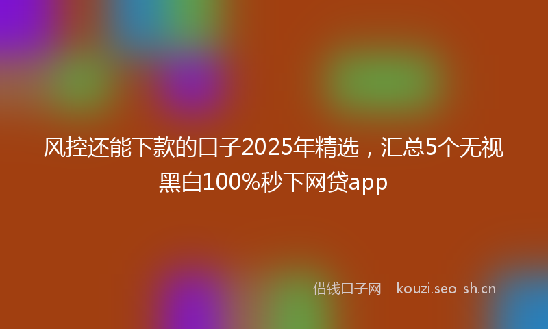 风控还能下款的口子2025年精选，汇总5个无视黑白100%秒下网贷app