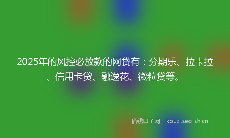 2025年的风控必放款的网贷有：分期乐、拉卡拉、信用卡贷、融逸花、微粒贷等。