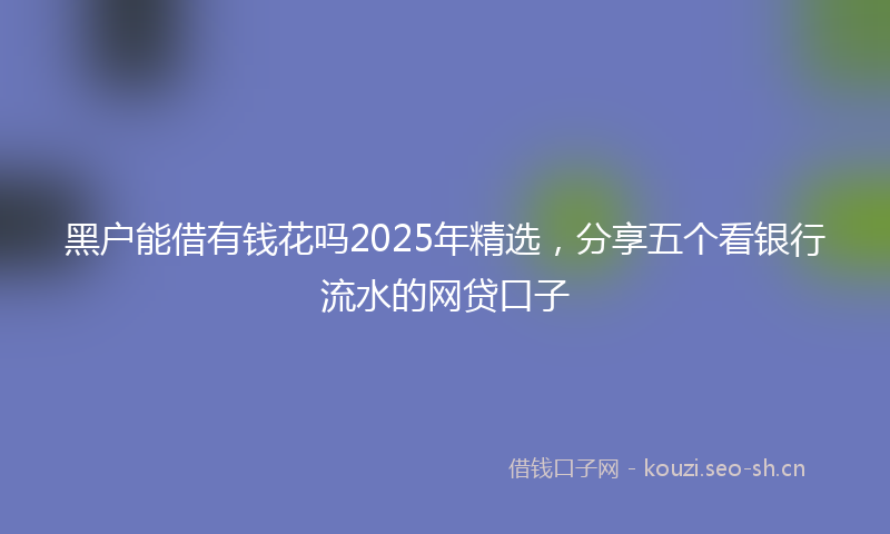 黑户能借有钱花吗2025年精选，分享五个看银行流水的网贷口子