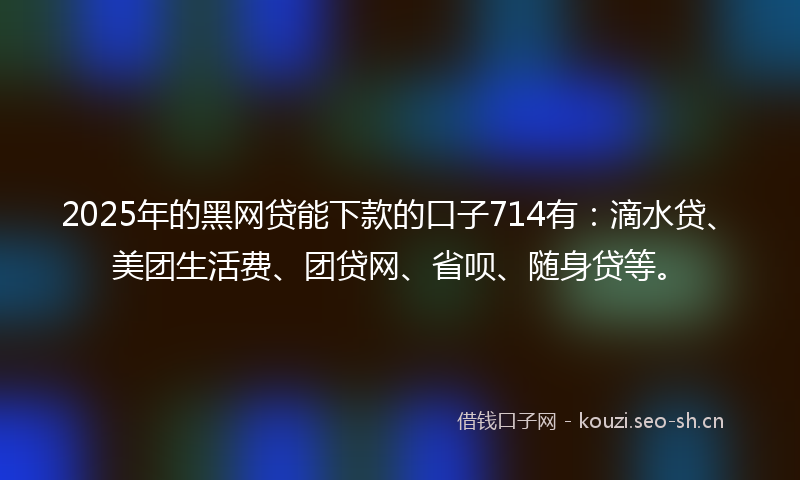 2025年的黑网贷能下款的口子714有：滴水贷、美团生活费、团贷网、省呗、随身贷等。