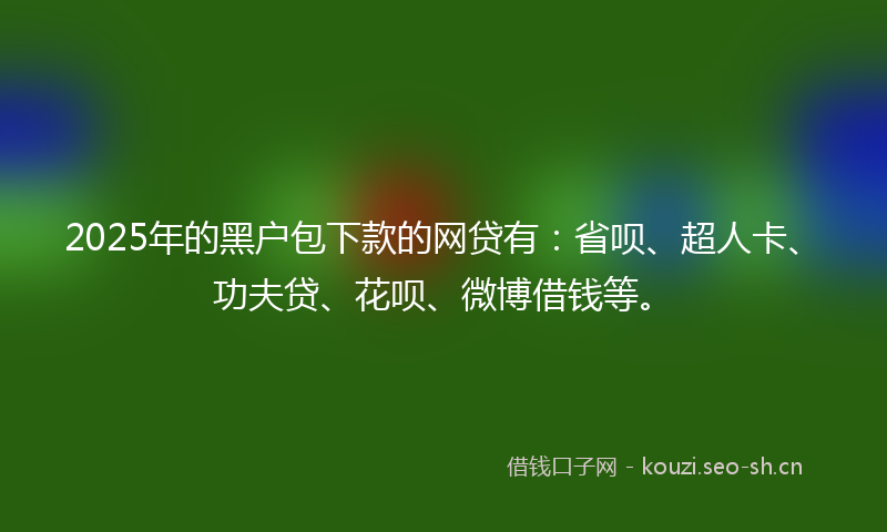 2025年的黑户包下款的网贷有：省呗、超人卡、功夫贷、花呗、微博借钱等。