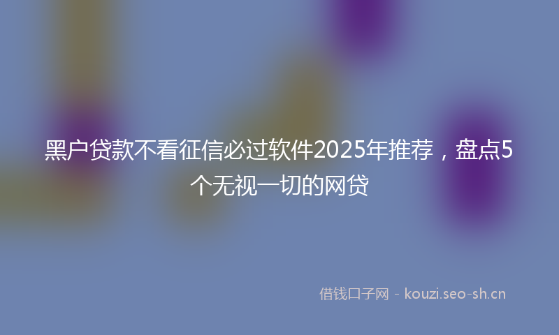 黑户贷款不看征信必过软件2025年推荐，盘点5个无视一切的网贷