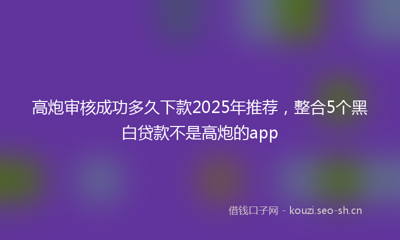 高炮审核成功多久下款2025年推荐，整合5个黑白贷款不是高炮的app
