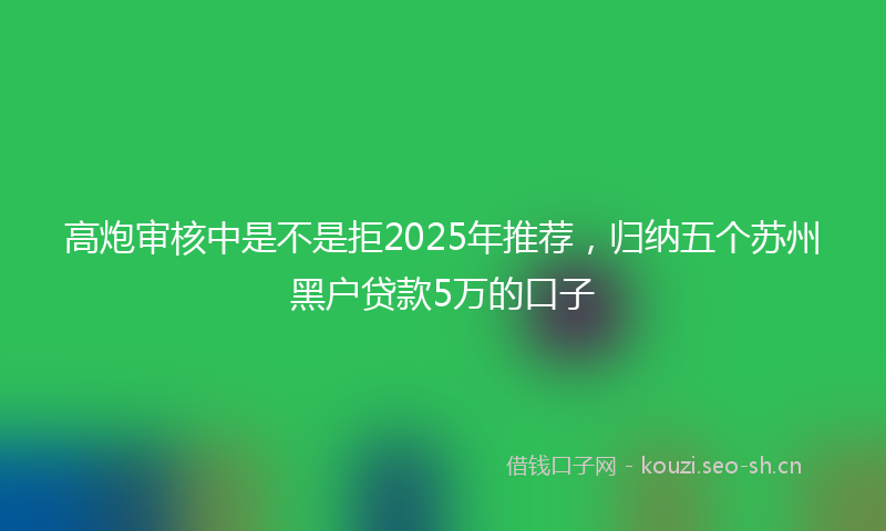 高炮审核中是不是拒2025年推荐，归纳五个苏州黑户贷款5万的口子