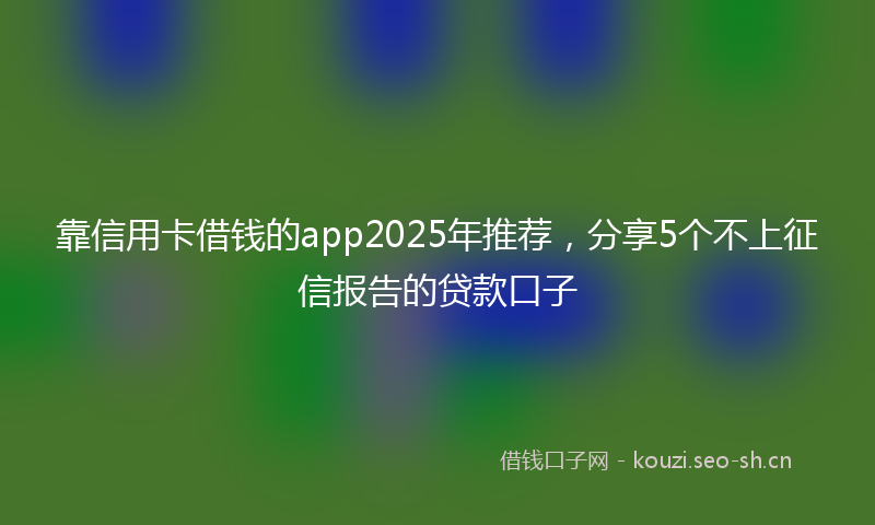 靠信用卡借钱的app2025年推荐，分享5个不上征信报告的贷款口子