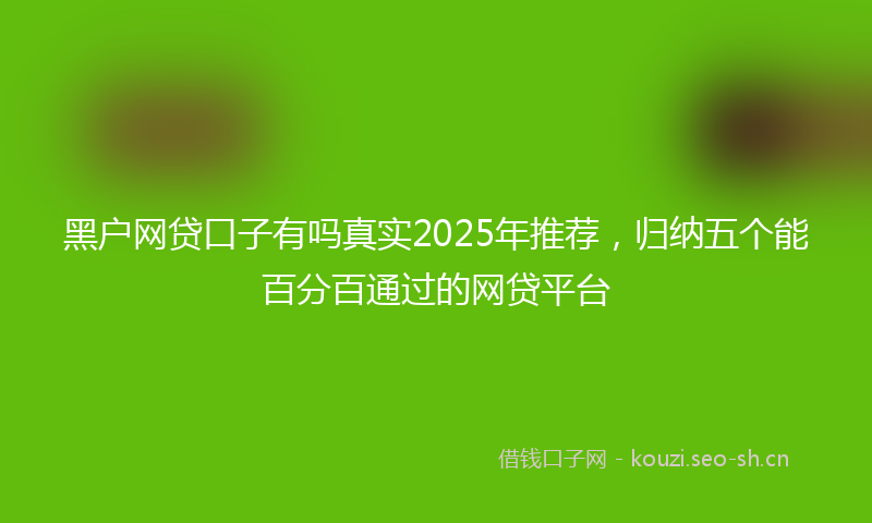 黑户网贷口子有吗真实2025年推荐，归纳五个能百分百通过的网贷平台