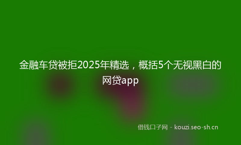 金融车贷被拒2025年精选，概括5个无视黑白的网贷app