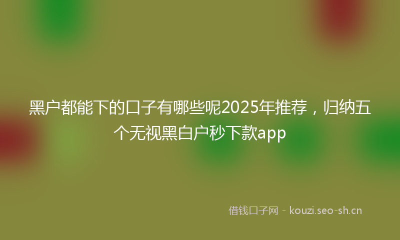 黑户都能下的口子有哪些呢2025年推荐，归纳五个无视黑白户秒下款app