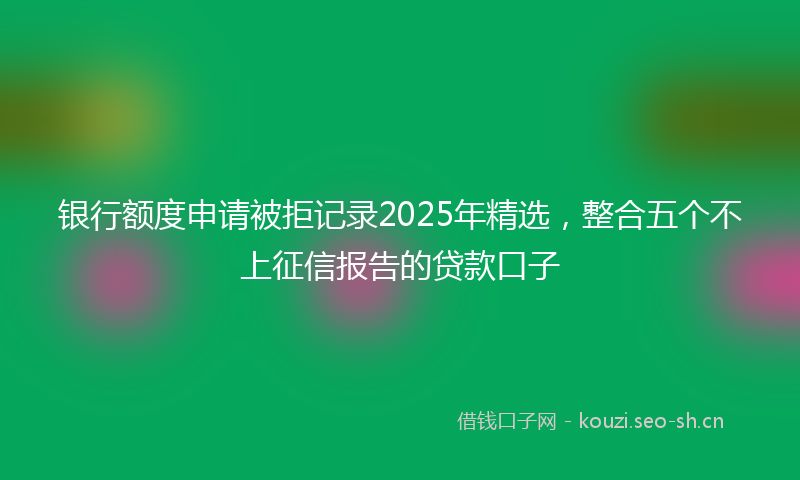 银行额度申请被拒记录2025年精选，整合五个不上征信报告的贷款口子