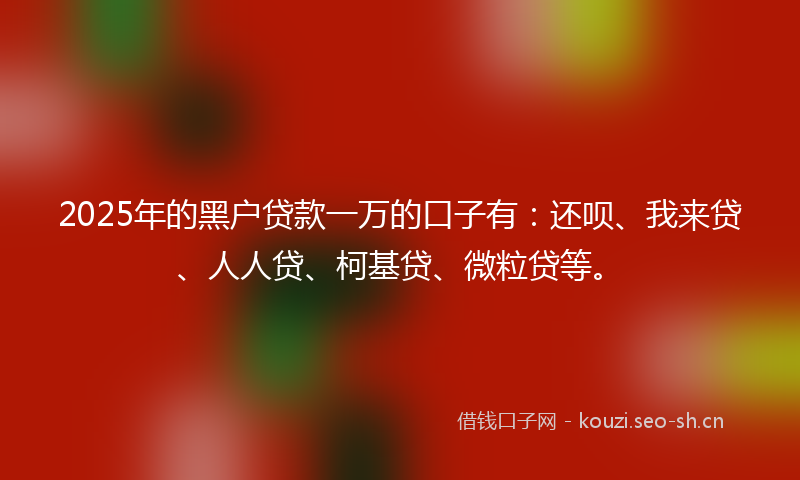 2025年的黑户贷款一万的口子有：还呗、我来贷、人人贷、柯基贷、微粒贷等。