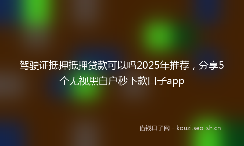 驾驶证抵押抵押贷款可以吗2025年推荐，分享5个无视黑白户秒下款口子app