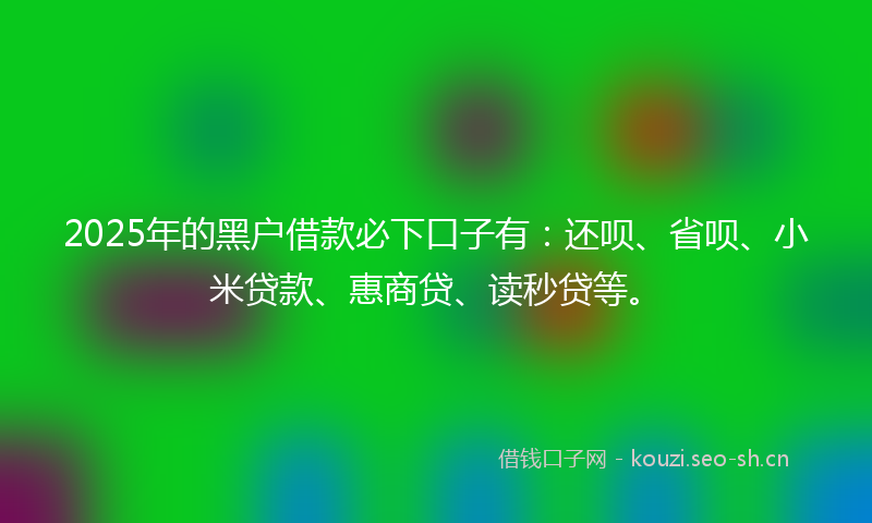 2025年的黑户借款必下口子有：还呗、省呗、小米贷款、惠商贷、读秒贷等。