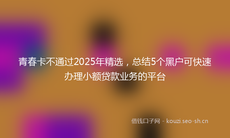 青春卡不通过2025年精选，总结5个黑户可快速办理小额贷款业务的平台