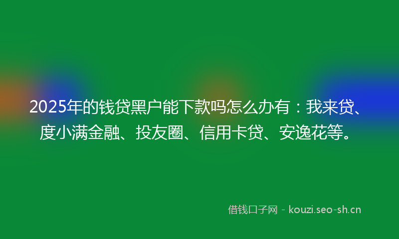 2025年的钱贷黑户能下款吗怎么办有：我来贷、度小满金融、投友圈、信用卡贷、安逸花等。