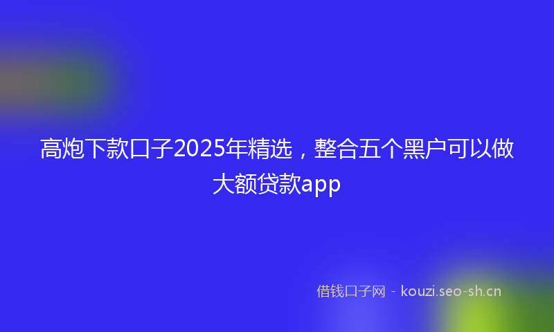 高炮下款口子2025年精选，整合五个黑户可以做大额贷款app
