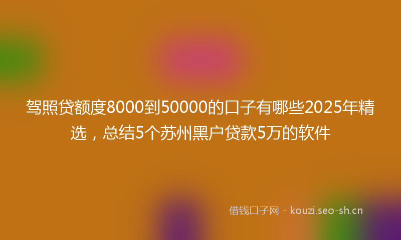 驾照贷额度8000到50000的口子有哪些2025年精选，总结5个苏州黑户贷款5万的软件