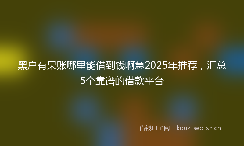 黑户有呆账哪里能借到钱啊急2025年推荐,汇总5个靠谱的借款平台