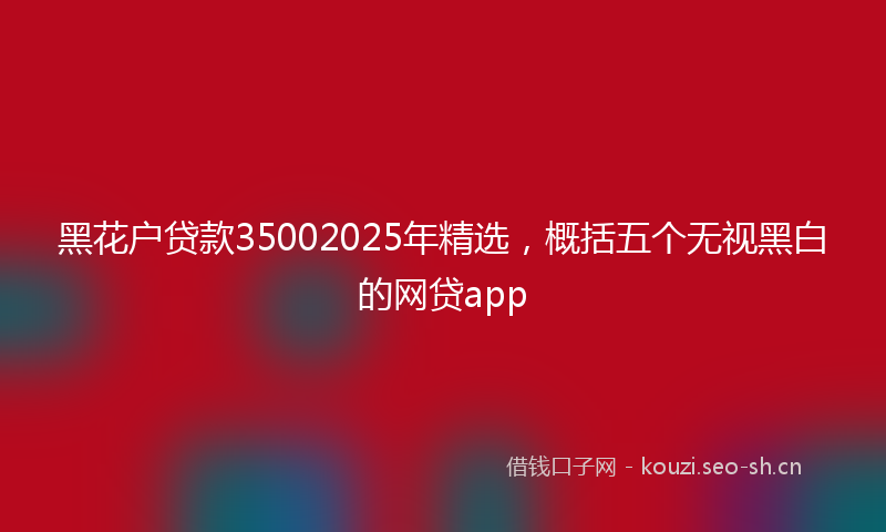 黑花户贷款35002025年精选，概括五个无视黑白的网贷app