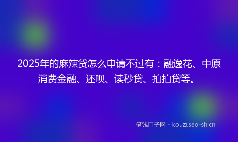 2025年的麻辣贷怎么申请不过有：融逸花、中原消费金融、还呗、读秒贷、拍拍贷等。